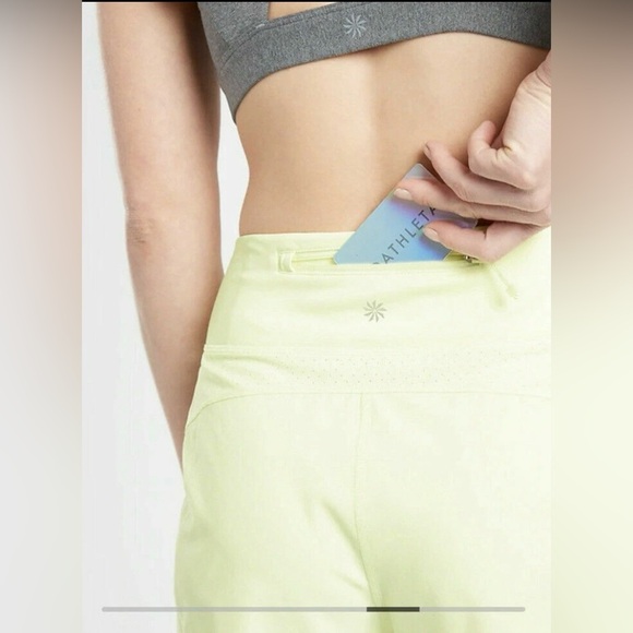 Athleta Run Yellow Athletic Shorts High-Waisted Stretch - Picture 1 of 16